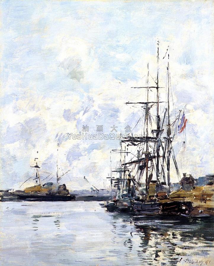 Port, Sailboats at Anchor - 尤金·布丹